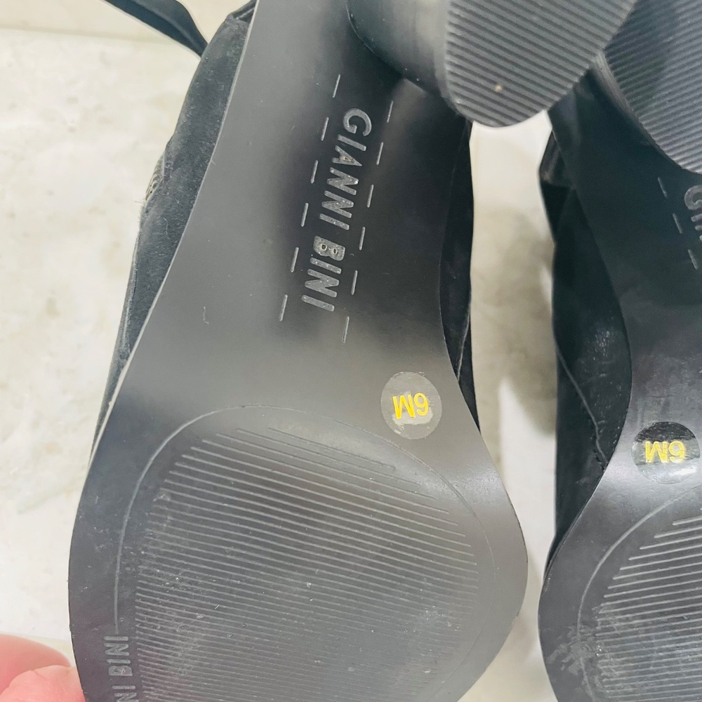 GIANNI BINI {6} Booties Black Suede Block Heel Side Zip "Tylar" - Picture 12 of 13